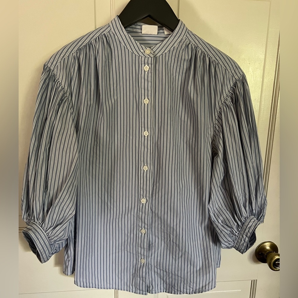 Levi's Blue and White Striped Button-Up Shirt